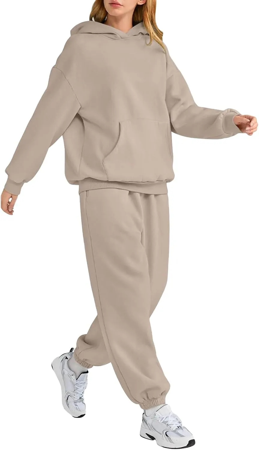 Sweatsuits Women 2 Piece Outfit,2024 Casual Oversized Hoodies Jogger Sweatpants Lounge Sweatshirt Fall Y2K Tracksuit