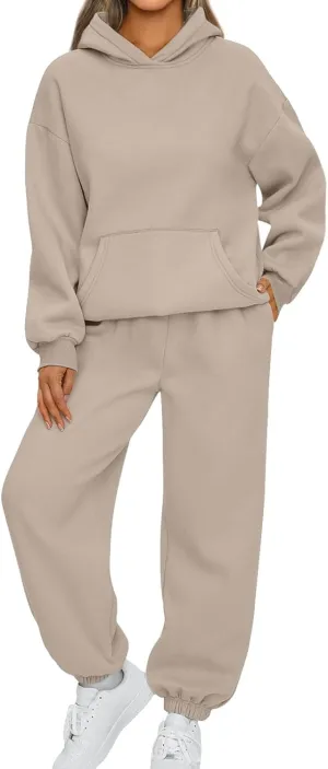 Sweatsuits Women 2 Piece Outfit,2024 Casual Oversized Hoodies Jogger Sweatpants Lounge Sweatshirt Fall Y2K Tracksuit