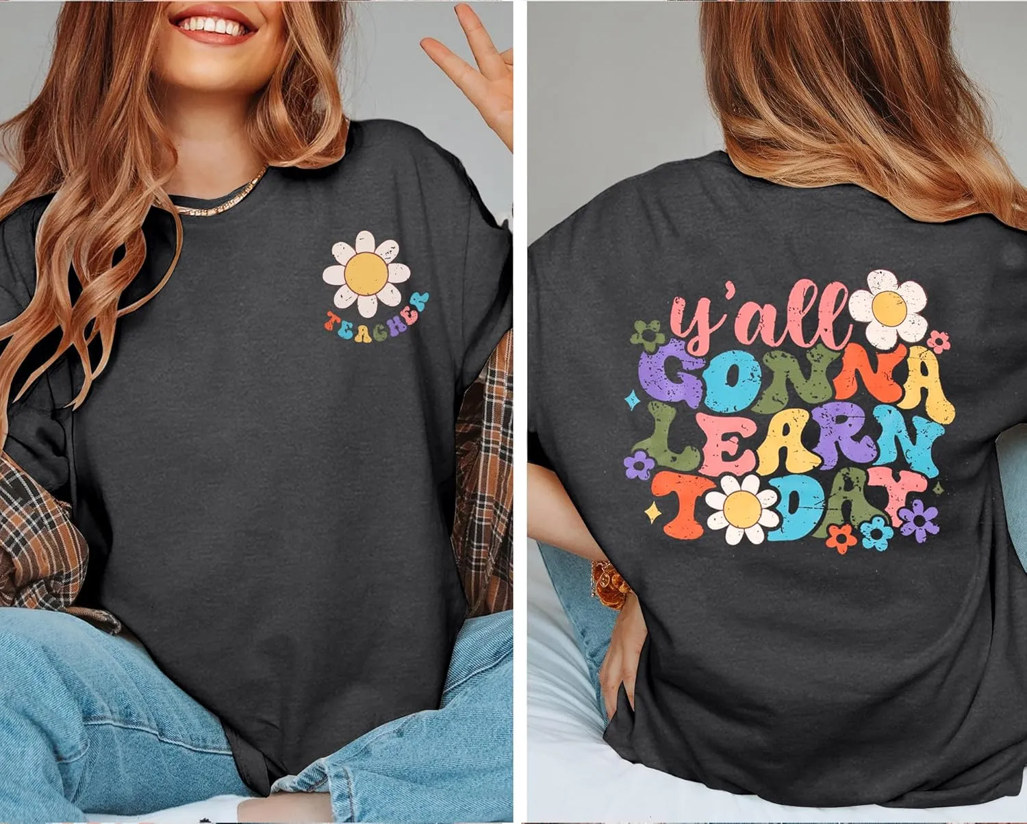 Teacher Shirt Women Teachers T-Shirt: in My Teacher Era Shirt Oversize Preschool Kindergarten Teaching Life Tees Tops