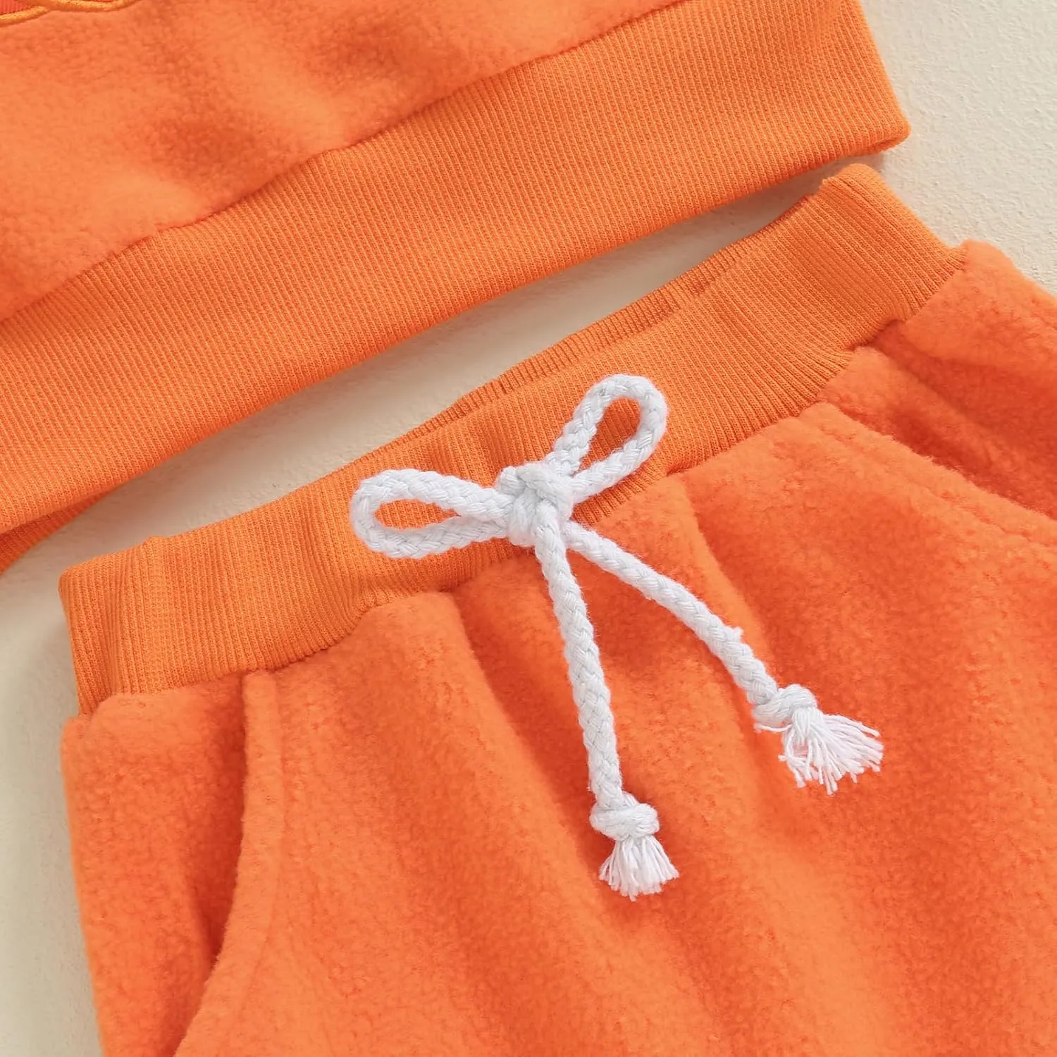 Toddler Baby Boy Girl Halloween Outfit Pumpkin Embroidery Crewneck Sweatshirt Fleece Pants Set Fall Winter Clothes