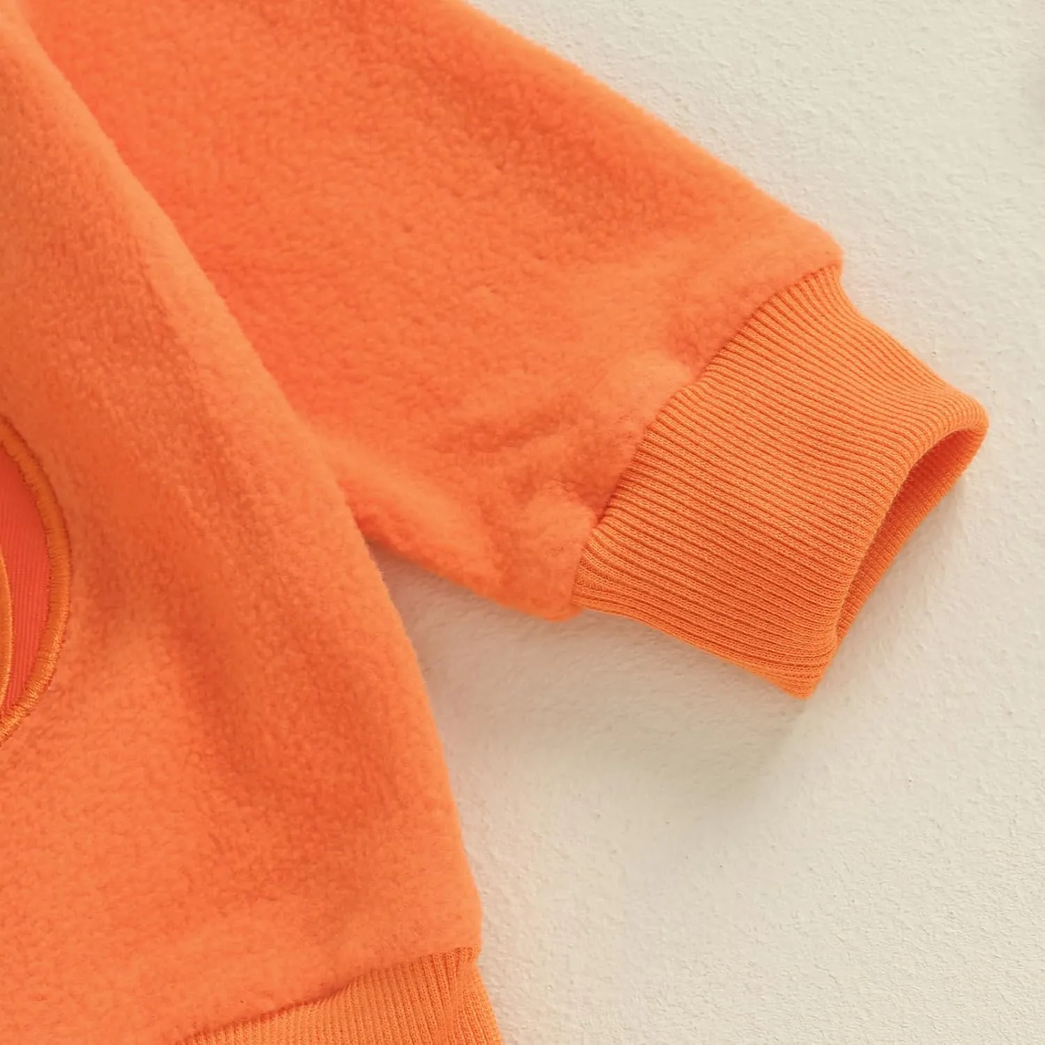 Toddler Baby Boy Girl Halloween Outfit Pumpkin Embroidery Crewneck Sweatshirt Fleece Pants Set Fall Winter Clothes