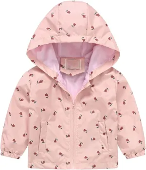 Toddler Baby Spring Jacket Girls Boys Cute Cartoon Windbreaker Coats Rain Jacket Hooded Zip Light Outerwear