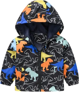 Toddler Baby Spring Jacket Girls Boys Cute Cartoon Windbreaker Coats Rain Jacket Hooded Zip Light Outerwear
