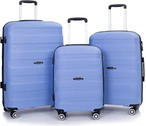 Travelhouse hardshell 3 Piece Set, PP Hard Wheel Suitcase Set with Spinner Wheels, TSA Lock, 202428 Women's Luggage Set (Blue)