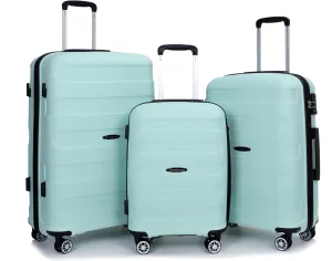 Travelhouse hardshell 3 Piece Set, PP Hard Wheel Suitcase Set with Spinner Wheels, TSA Lock, 202428 Women's Luggage Set (Green)