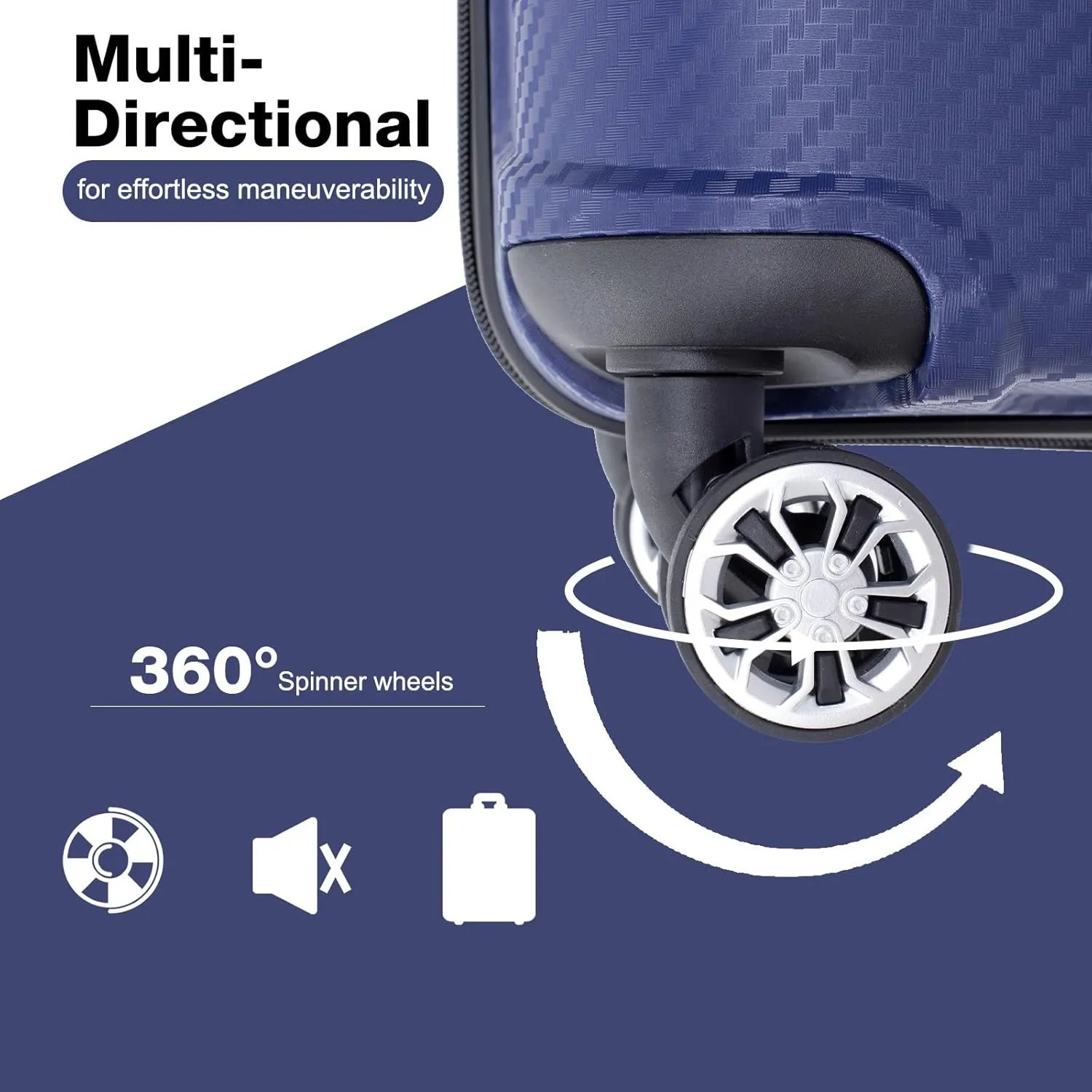 Travelhouse hardshell 3 Piece Set, PP Hard Wheel Suitcase Set with Spinner Wheels, TSA Lock, 202428 Women's Luggage Set (Navy)