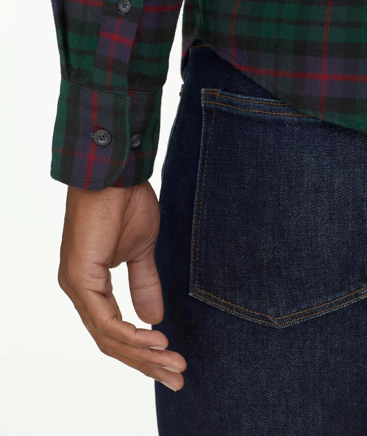 UNTUCKit Flannel Moncayo Shirt - Untucked Shirt for Men, Long Sleeve, Green Plaid, Regular Fit