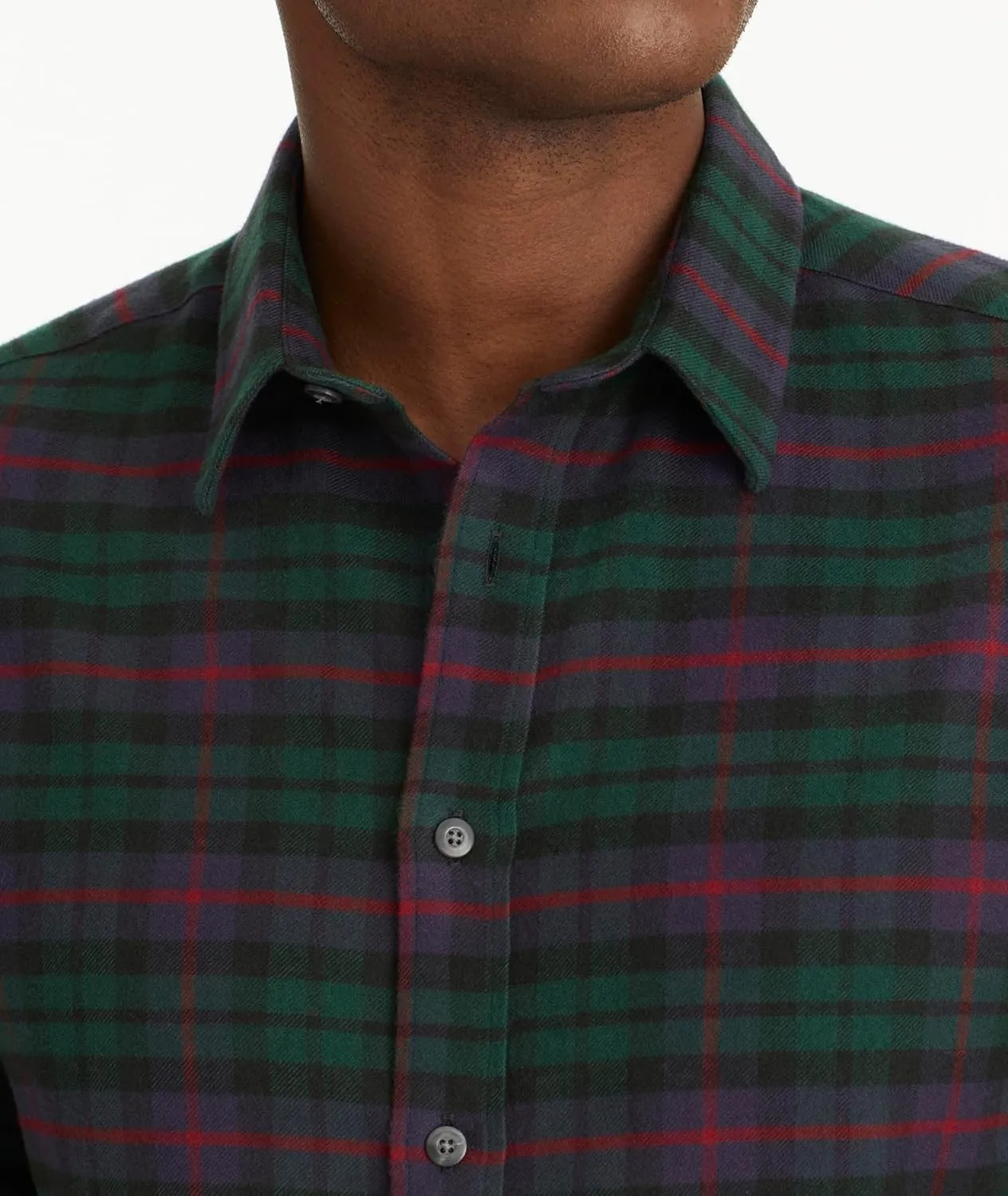 UNTUCKit Flannel Moncayo Shirt - Untucked Shirt for Men, Long Sleeve, Green Plaid, Regular Fit