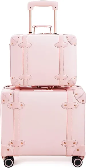 Vintage Luggage Set with Wheels, Retro Suitcase, Travel Trunk Set, Stylish Vintage Luggage Set for Women and Men