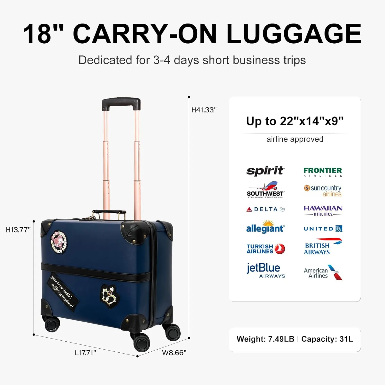 Vintage Luggage Set with Wheels, Retro Suitcase, Travel Trunk Set, Stylish Vintage Luggage Set for Women and Men