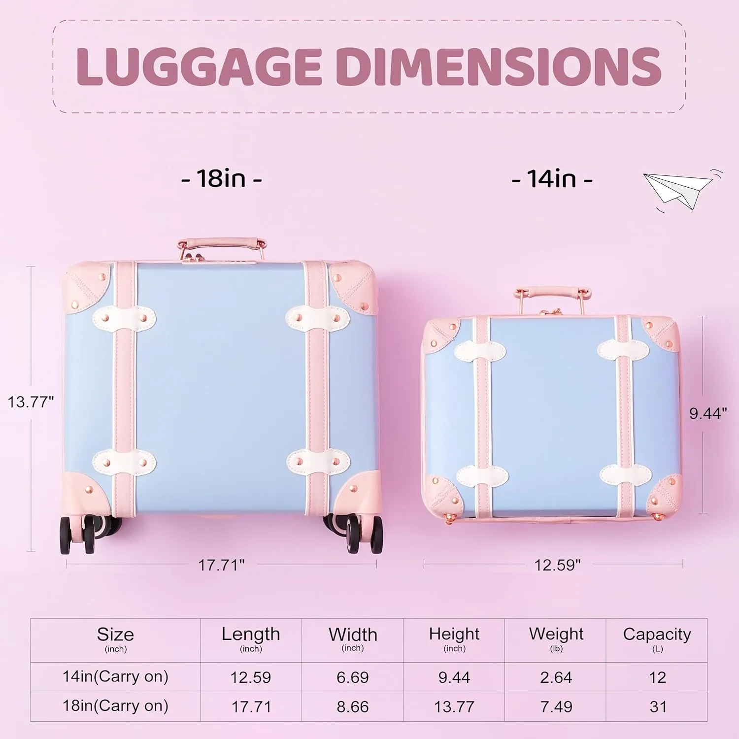 Vintage Luggage Set with Wheels, Retro Suitcase, Travel Trunk Set, Stylish Vintage Luggage Set for Women and Men