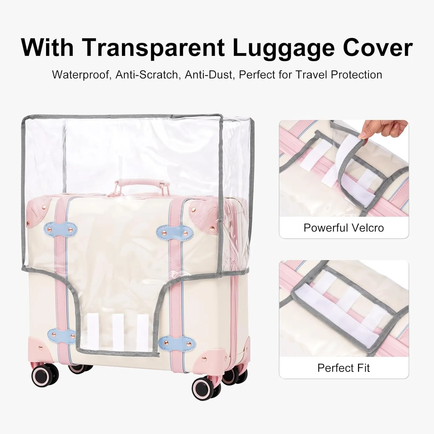 Vintage Luggage Set with Wheels, Retro Suitcase, Travel Trunk Set, Stylish Vintage Luggage Set for Women and Men