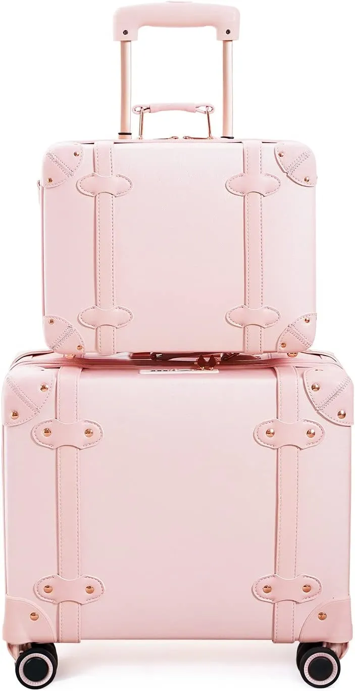 Vintage Luggage Set with Wheels, Retro Suitcase, Travel Trunk Set, Stylish Vintage Luggage Set for Women and Men