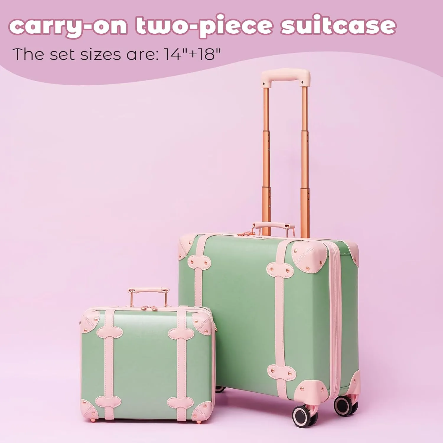 Vintage Luggage Set with Wheels, Retro Suitcase, Travel Trunk Set, Stylish Vintage Luggage Set for Women and Men