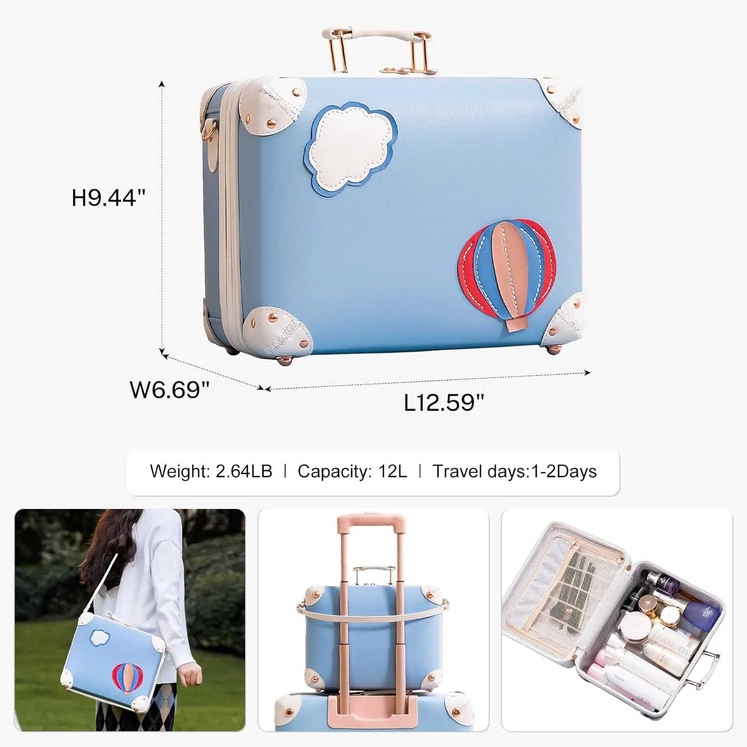 Vintage Luggage Set with Wheels, Retro Suitcase, Travel Trunk Set, Stylish Vintage Luggage Set for Women and Men