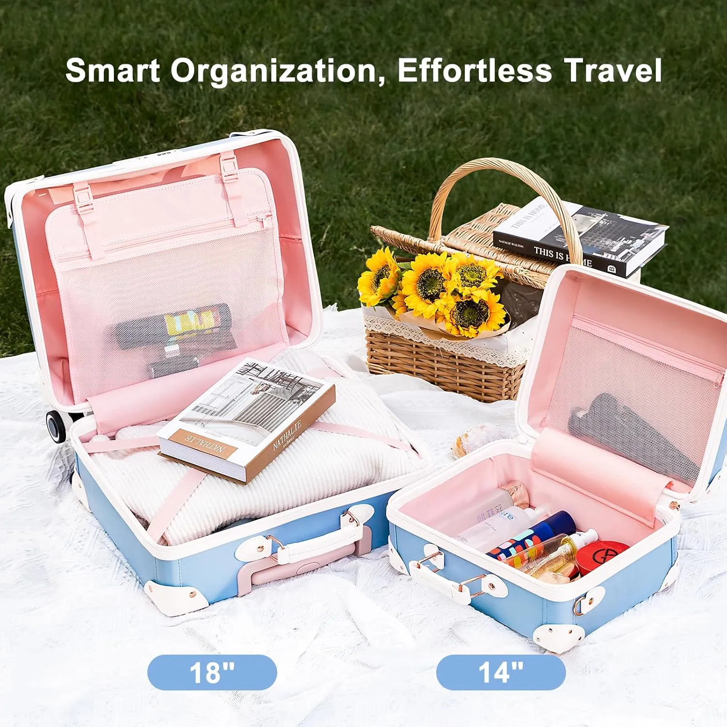 Vintage Luggage Set with Wheels, Retro Suitcase, Travel Trunk Set, Stylish Vintage Luggage Set for Women and Men