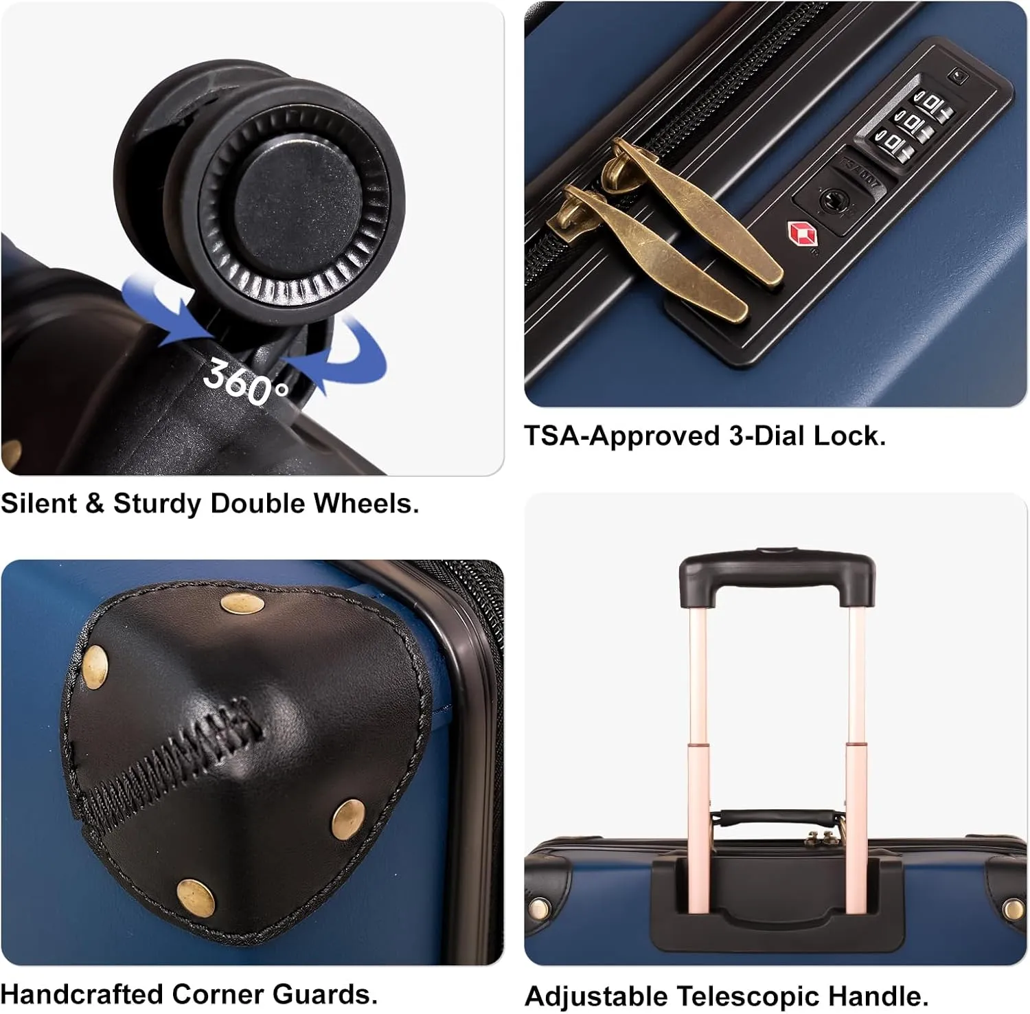 Vintage Luggage Set with Wheels, Retro Suitcase, Travel Trunk Set, Stylish Vintage Luggage Set for Women and Men