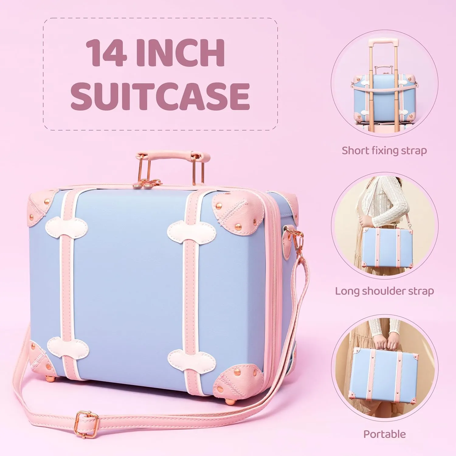 Vintage Luggage Set with Wheels, Retro Suitcase, Travel Trunk Set, Stylish Vintage Luggage Set for Women and Men