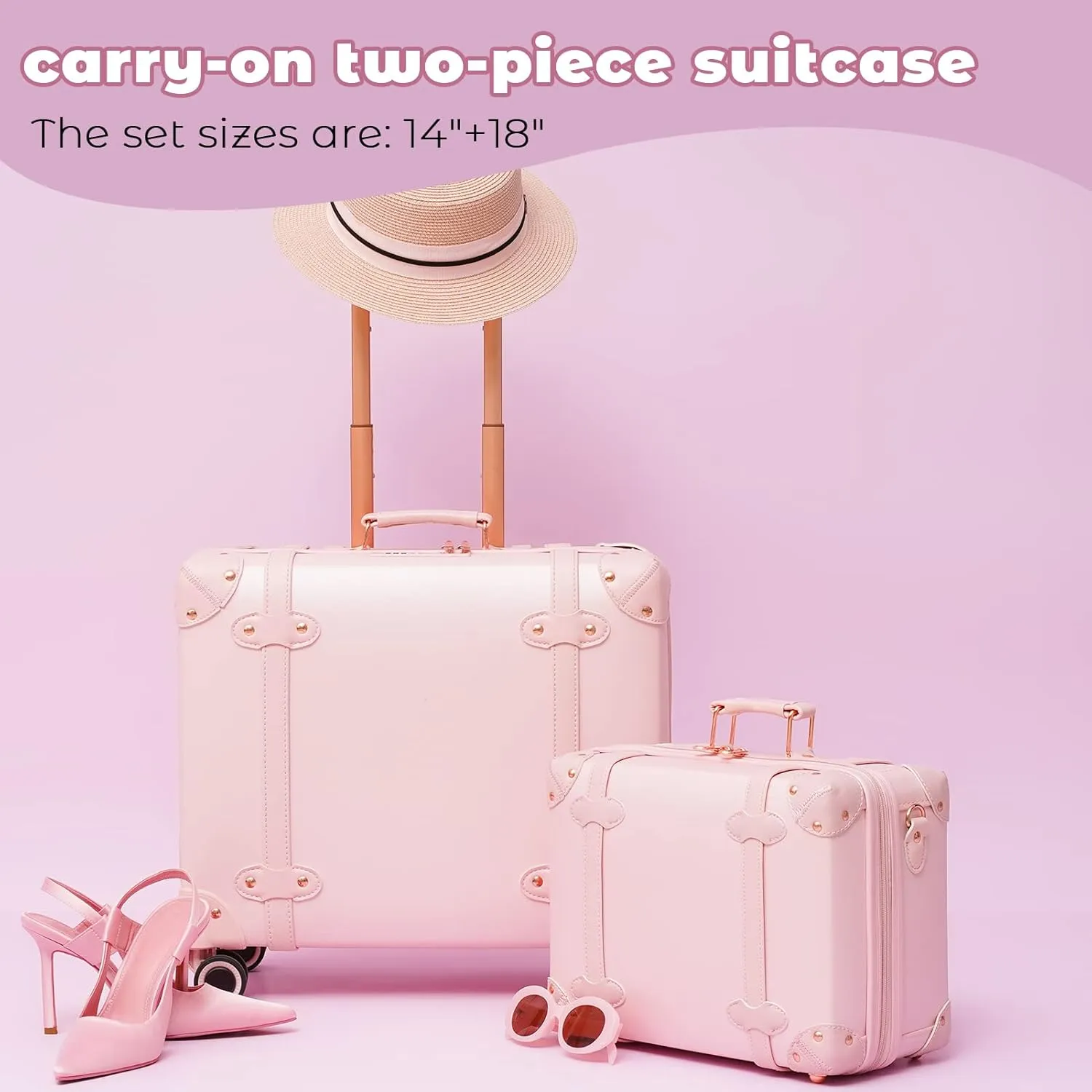 Vintage Luggage Set with Wheels, Retro Suitcase, Travel Trunk Set, Stylish Vintage Luggage Set for Women and Men