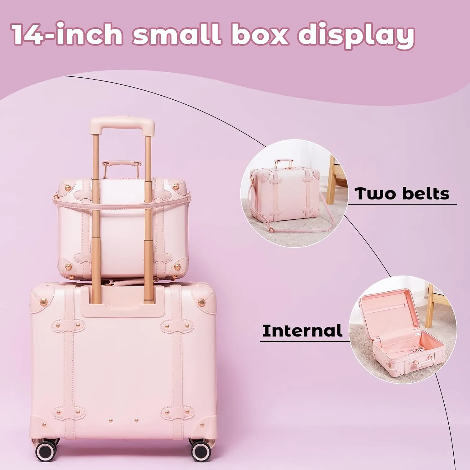 Vintage Luggage Set with Wheels, Retro Suitcase, Travel Trunk Set, Stylish Vintage Luggage Set for Women and Men