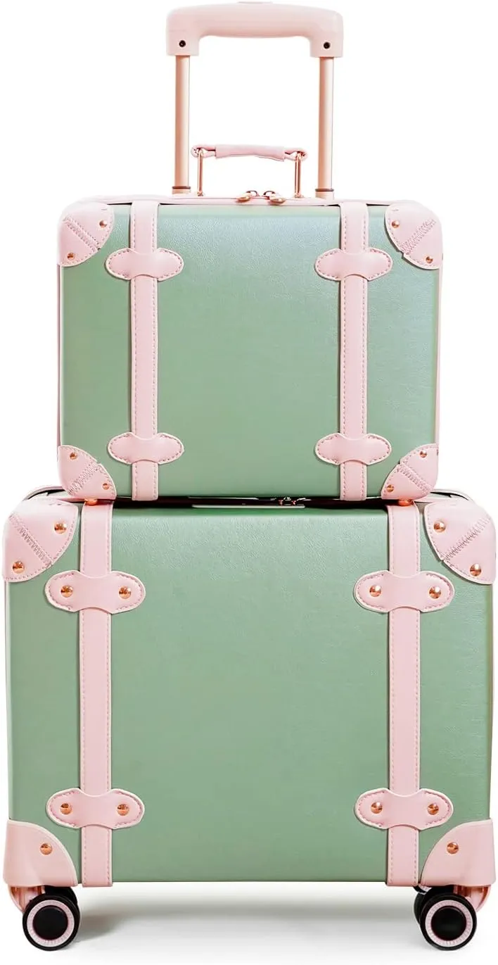 Vintage Luggage Set with Wheels, Retro Suitcase, Travel Trunk Set, Stylish Vintage Luggage Set for Women and Men