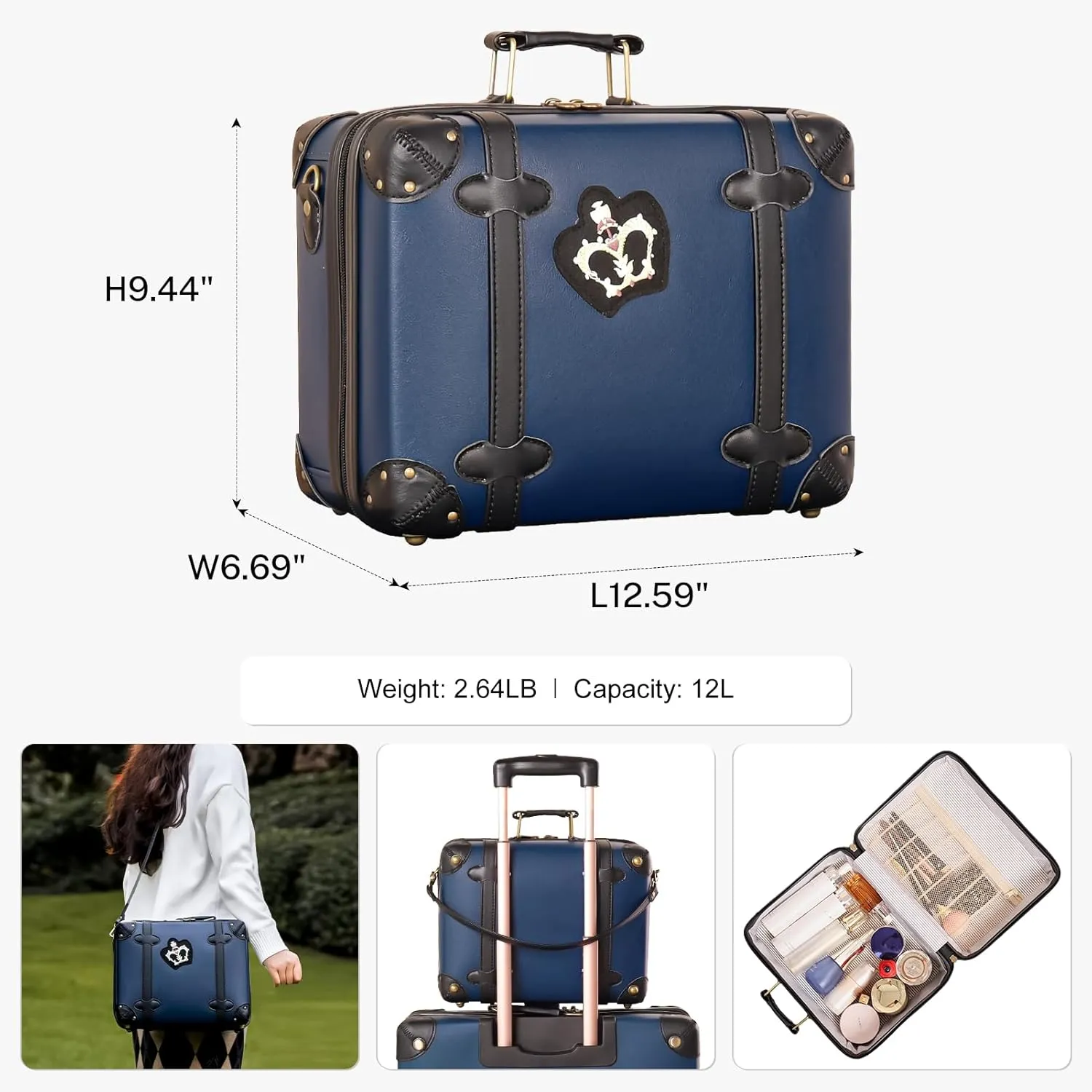 Vintage Luggage Set with Wheels, Retro Suitcase, Travel Trunk Set, Stylish Vintage Luggage Set for Women and Men