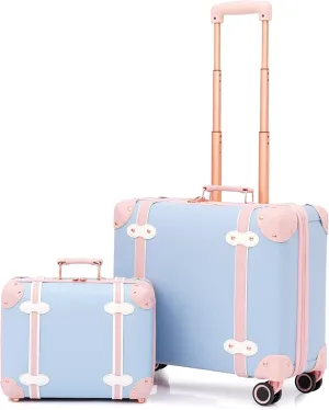 Vintage Luggage Set with Wheels, Retro Suitcase, Travel Trunk Set, Stylish Vintage Luggage Set for Women and Men
