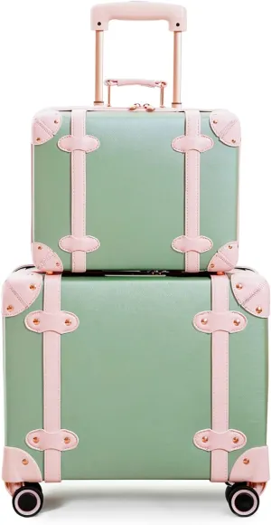 Vintage Luggage Set with Wheels, Retro Suitcase, Travel Trunk Set, Stylish Vintage Luggage Set for Women and Men