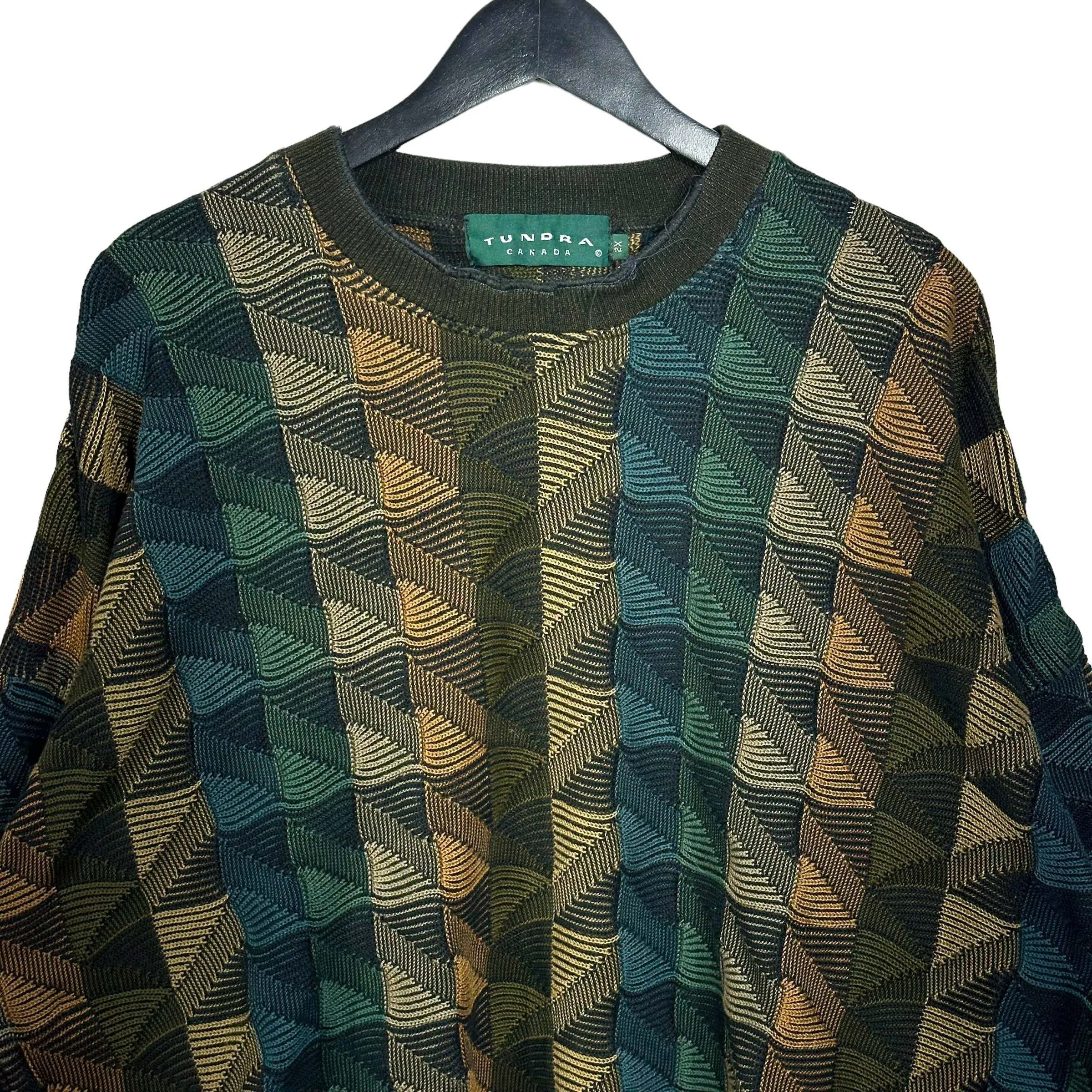 Vintage Tundra Triangle Pattern 3D Knit Sweater