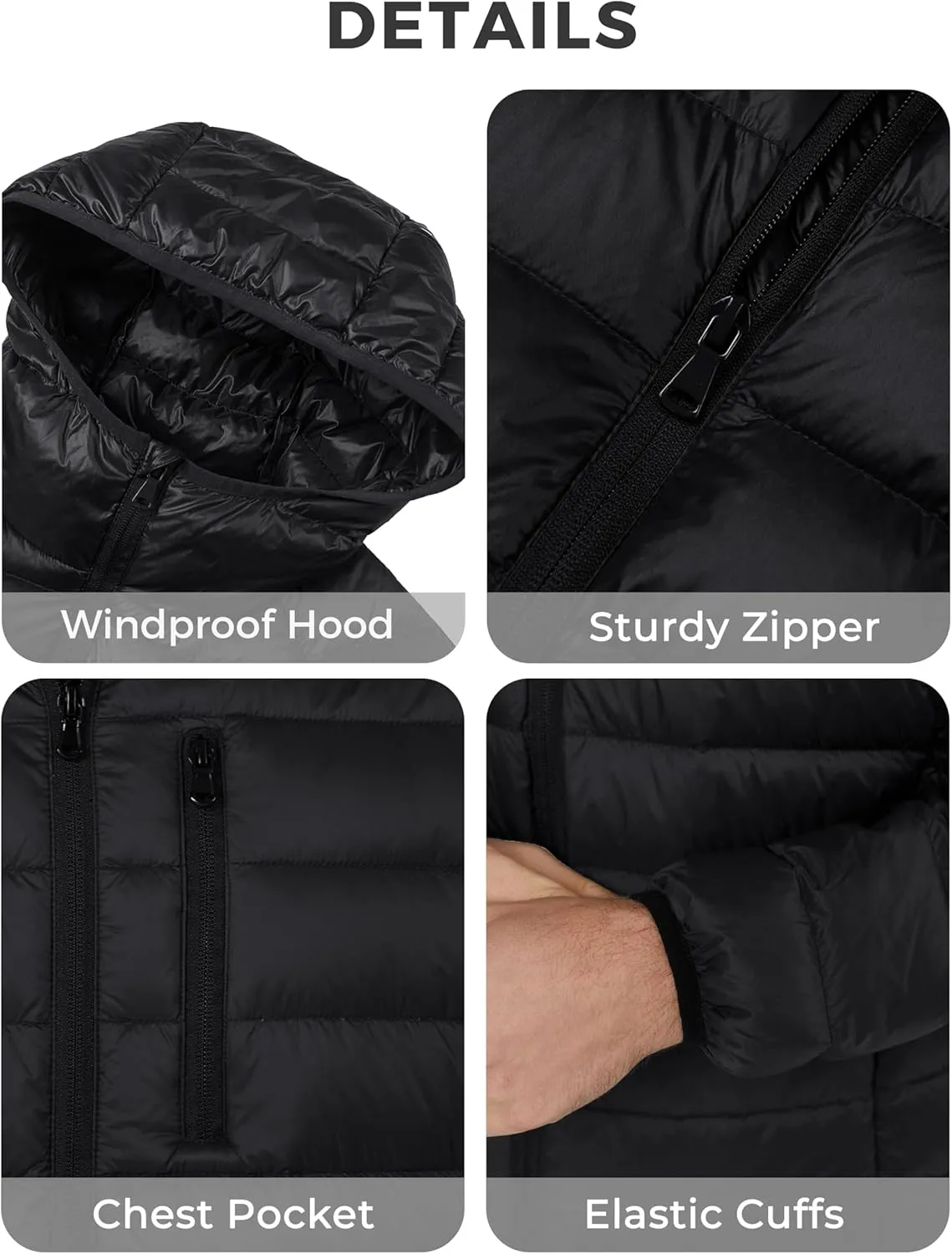 wantdo Men's Packable Down Jacket Lightweight Puffer Jacket Hooded Winter Jacket