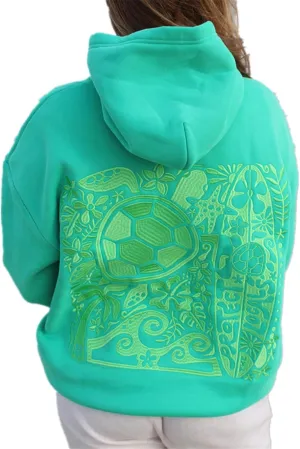 Women Embroidered Hoodies Y2K Long Sleeve Hooded Cute Preppy Fleece Pullover Sweatshirts with Pockets