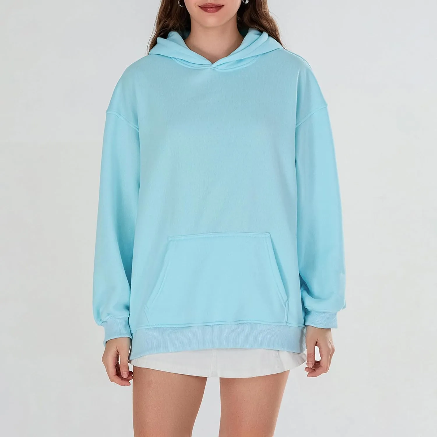 Women Embroidered Hoodies Y2K Long Sleeve Hooded Cute Preppy Fleece Pullover Sweatshirts with Pockets