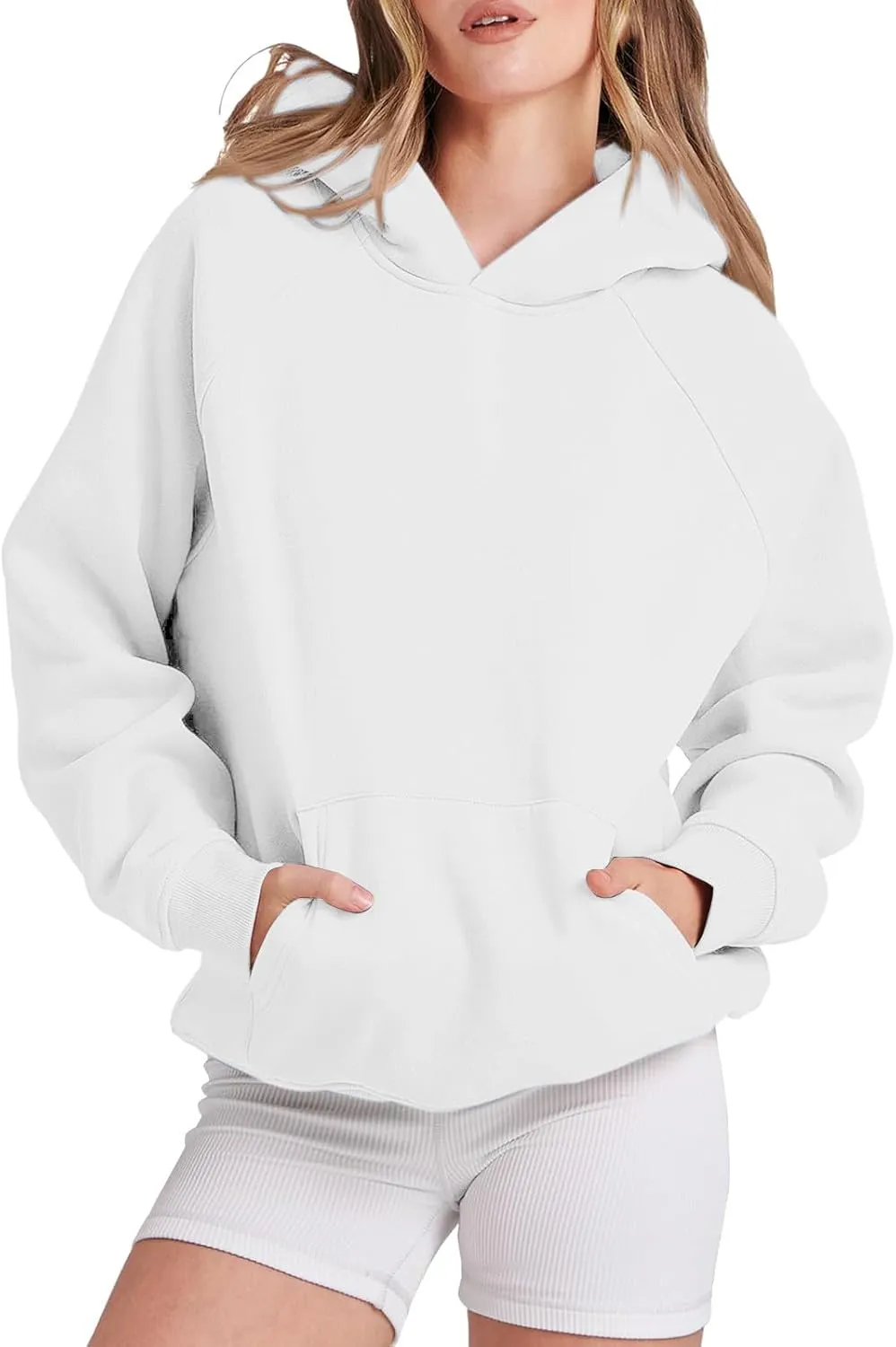 Women Fleece Oversized Hoodie Sweatshirt Long Sleeve Pocket Drop Shoulder Pullovers Top Fall Winter Clothes