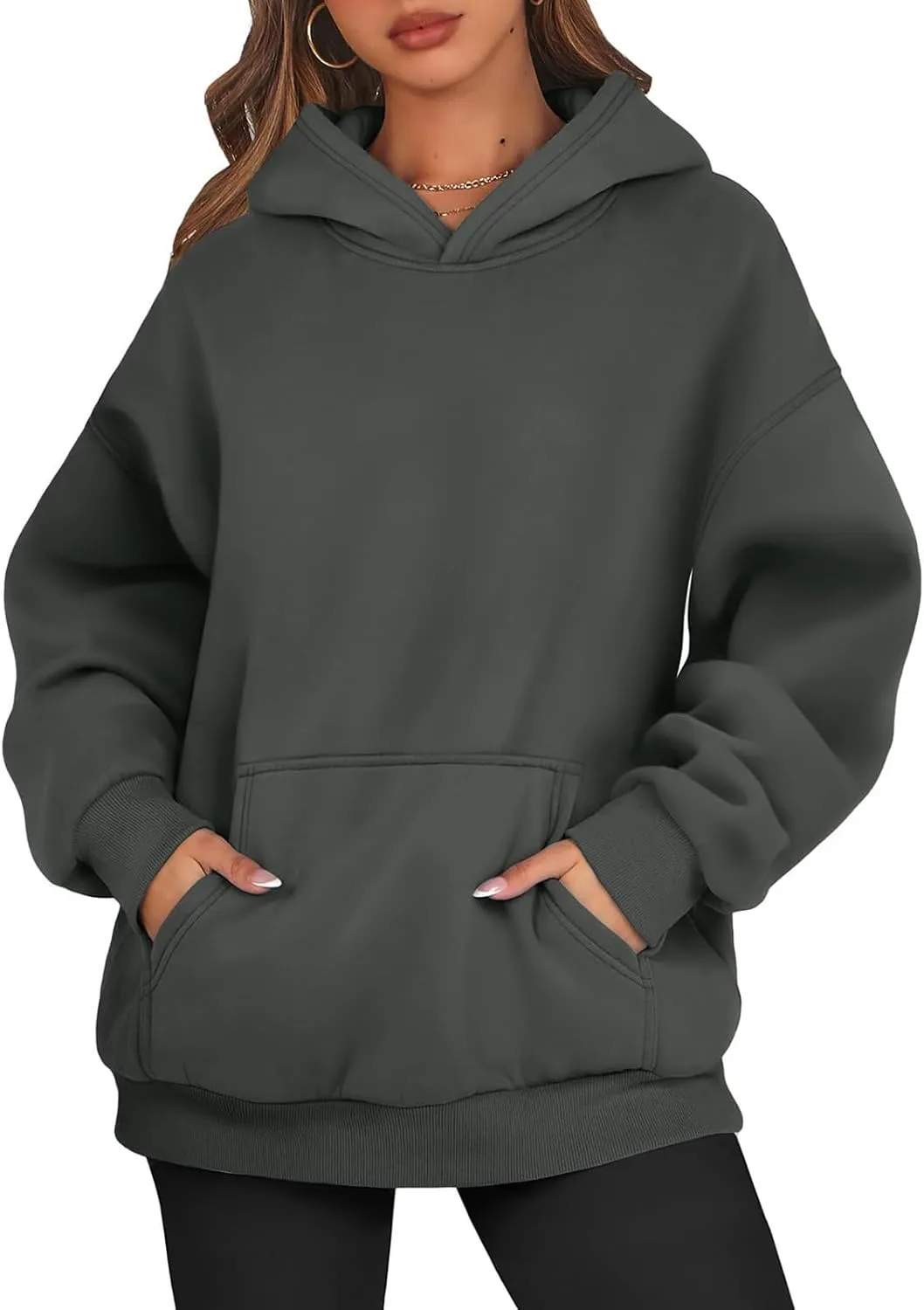 Women Oversized Hoodie Fleece Sweatshirts with Pockets Casual Loose Y2K Hoodie Long Sleeve Comfort Colors Sweatshirts