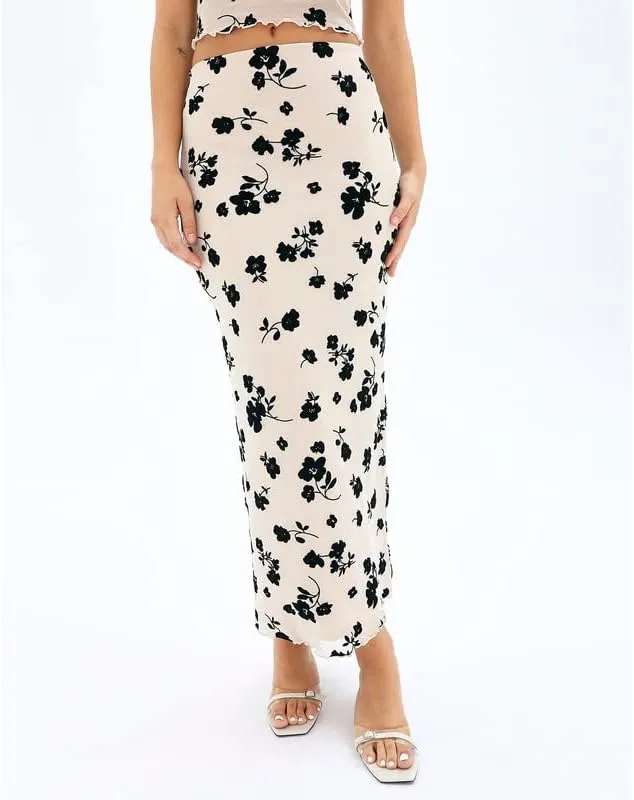 Women Sexy Two Piece Long Skirt Set Y2k Crop Cami Top Split Maxi Skirt Floral Print Outfits Summer Party Clubwear