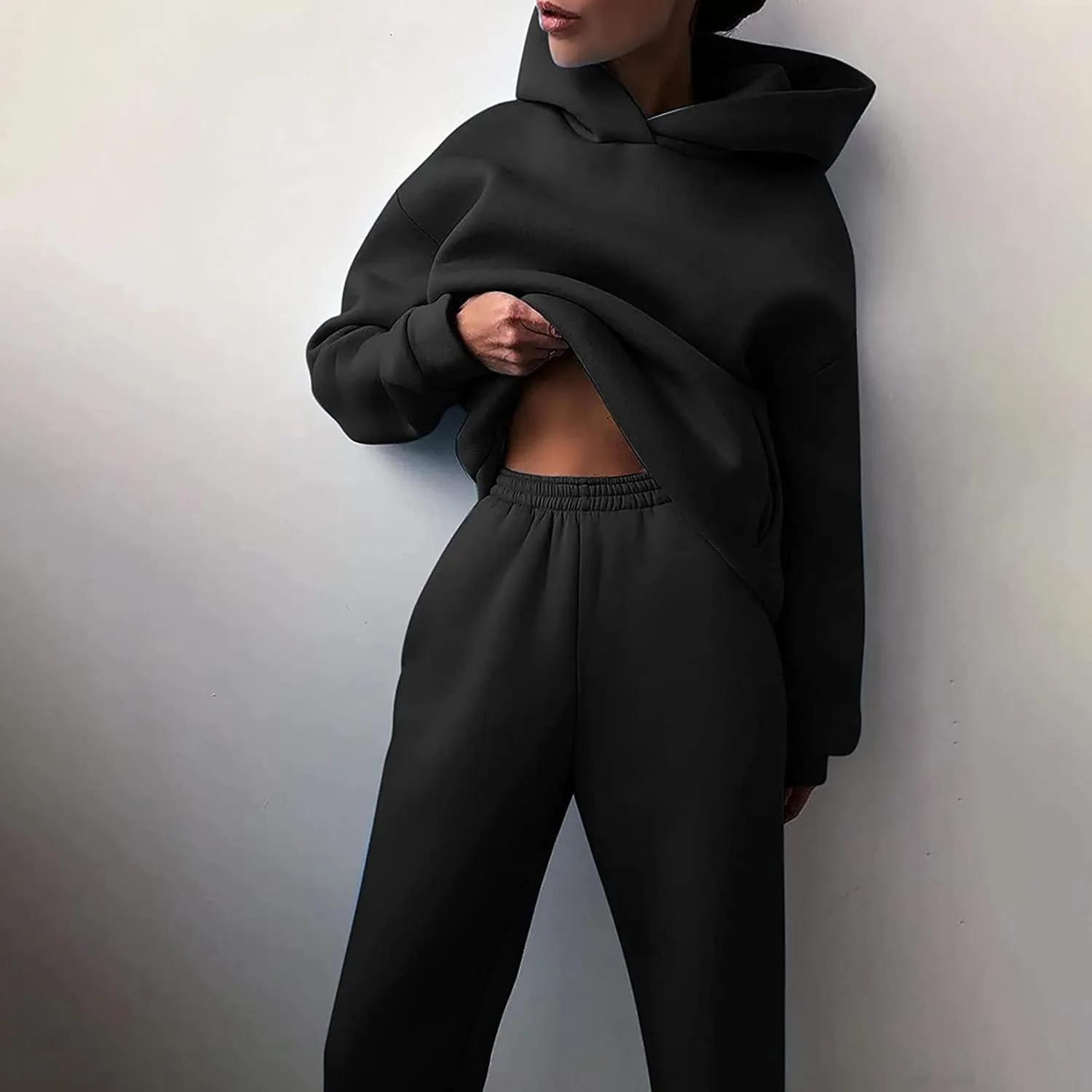 Womens 2 Piece Outfits Lounge Hoodie Sweatsuit Sets Oversized Sweatshirt Fall Fashion Sweatpants with Pockets