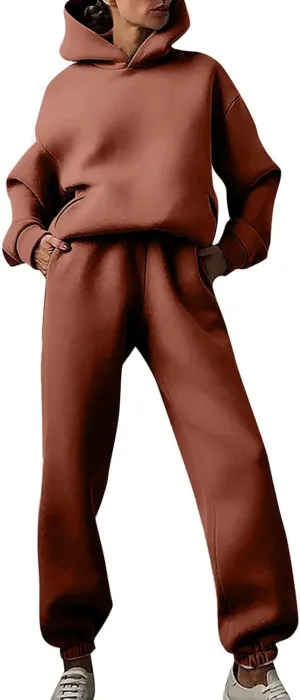 Womens 2 Piece Outfits Lounge Hoodie Sweatsuit Sets Oversized Sweatshirt Fall Fashion Sweatpants with Pockets