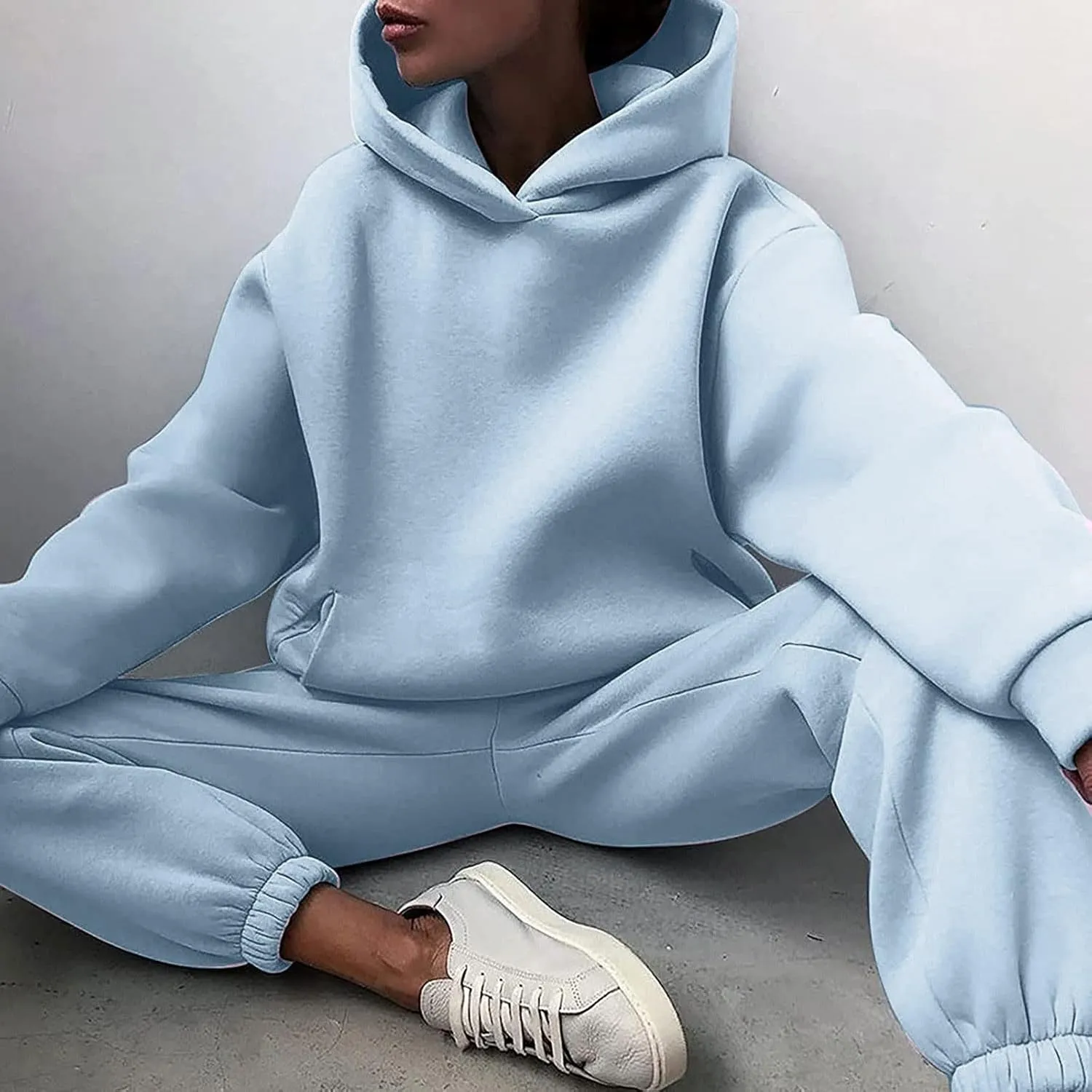 Womens 2 Piece Outfits Lounge Hoodie Sweatsuit Sets Oversized Sweatshirt Fall Fashion Sweatpants with Pockets