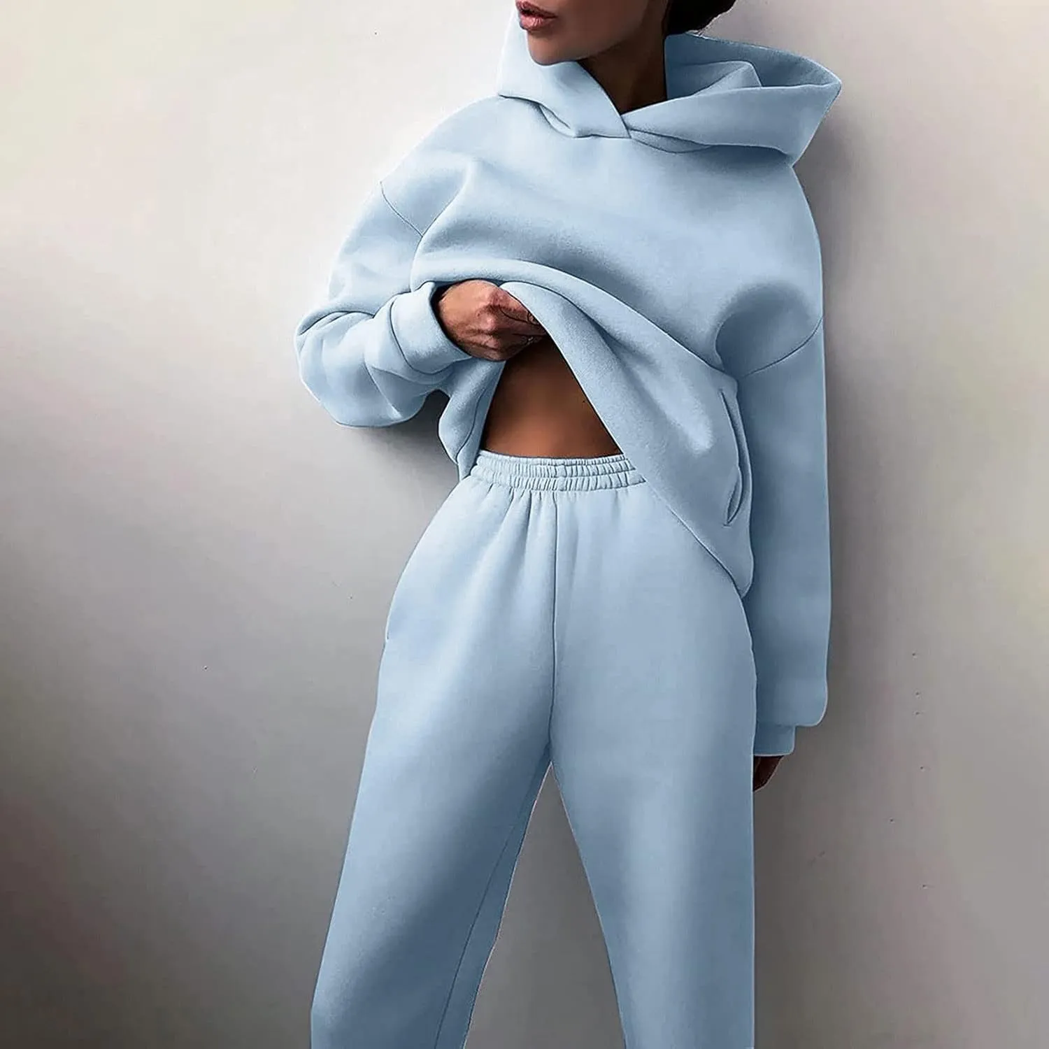 Womens 2 Piece Outfits Lounge Hoodie Sweatsuit Sets Oversized Sweatshirt Fall Fashion Sweatpants with Pockets