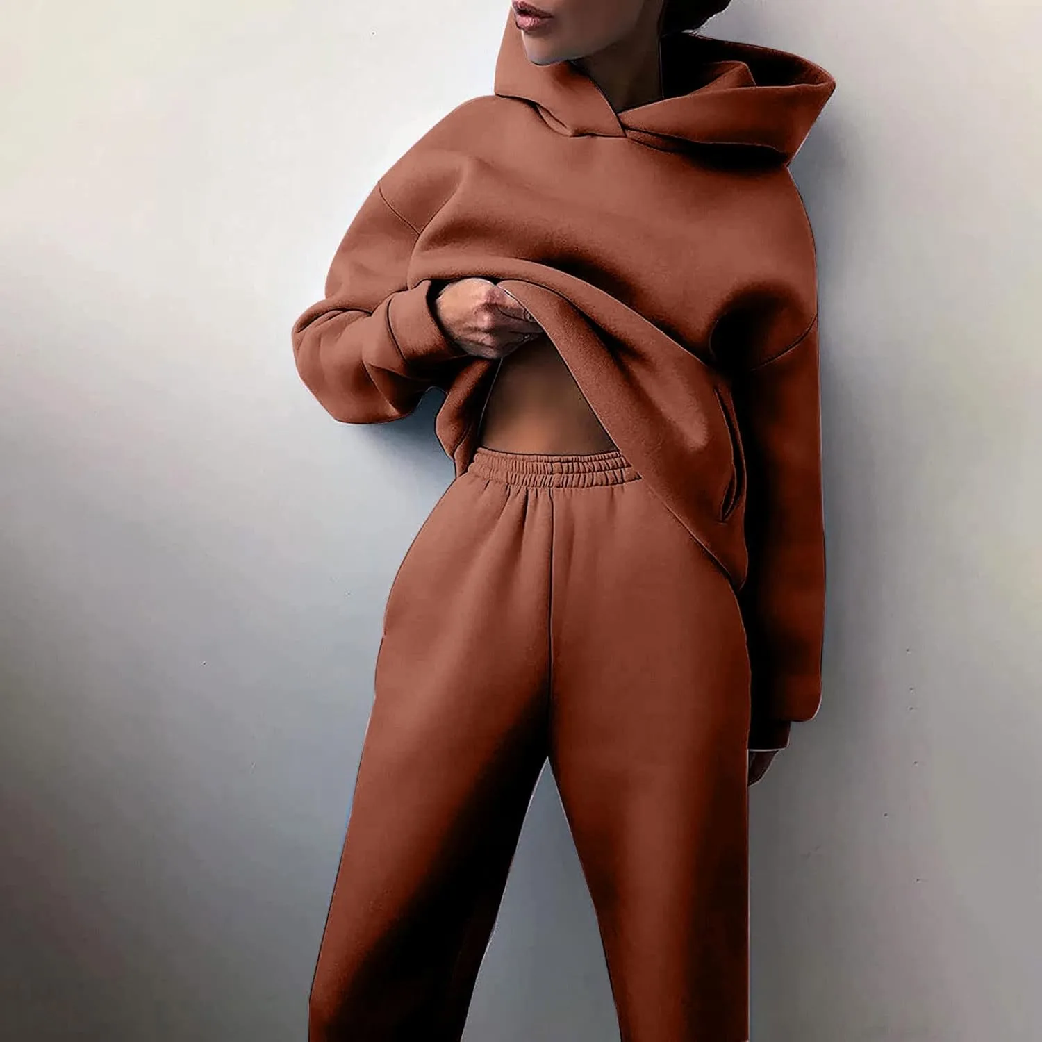 Womens 2 Piece Outfits Lounge Hoodie Sweatsuit Sets Oversized Sweatshirt Fall Fashion Sweatpants with Pockets