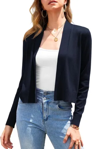 Women's 2025 Trendy Cropped Cardigan Sweaters Dressy Casual Open Front Knit Soft Ladies Short Bolero Shrugs Tops