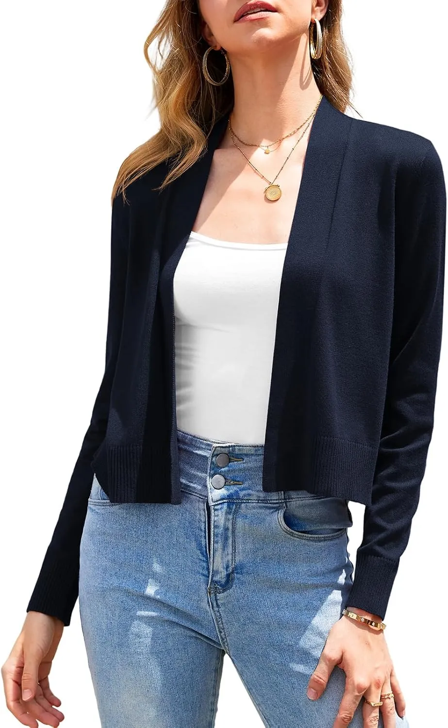 Women's 2025 Trendy Cropped Cardigan Sweaters Dressy Casual Open Front Knit Soft Ladies Short Bolero Shrugs Tops