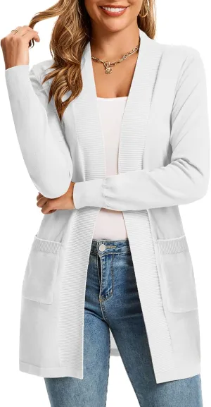 Women's Cardigan Long Sleeve Open Front Lightweight Cardigan Sweaters with Pockets