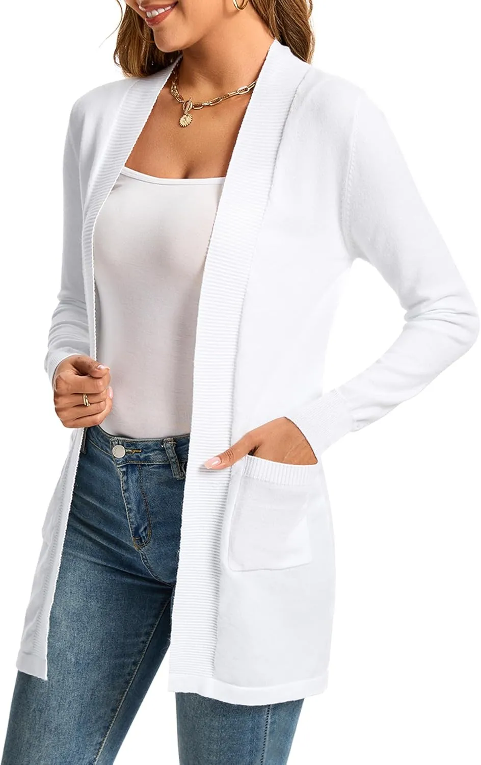 Women's Cardigan Long Sleeve Open Front Lightweight Cardigan Sweaters with Pockets