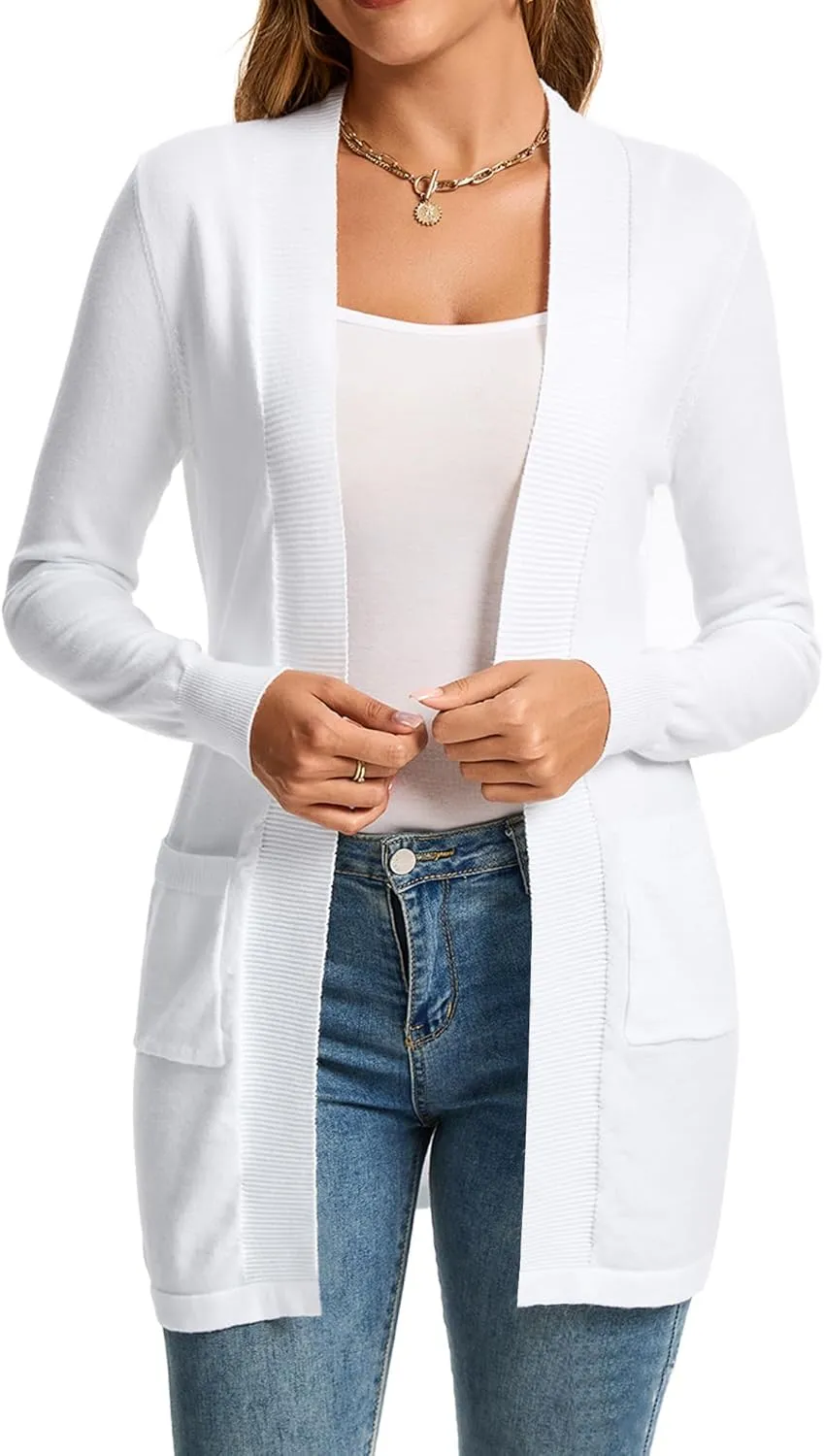 Women's Cardigan Long Sleeve Open Front Lightweight Cardigan Sweaters with Pockets