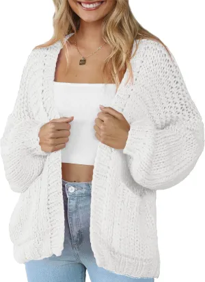 Women's Cardigan Soft Pocketed Long Sleeves Casual Knitted Open Front Cardigans Lightweight Sweaters