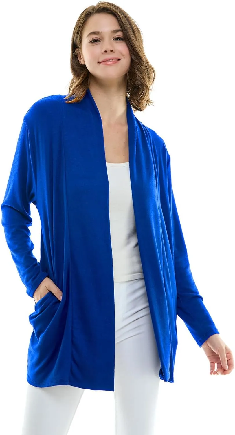 Women's Casual Lightweight Open Front Cardigans with Pockets and Formal Thin Kimono Duster Sweater Cardigan