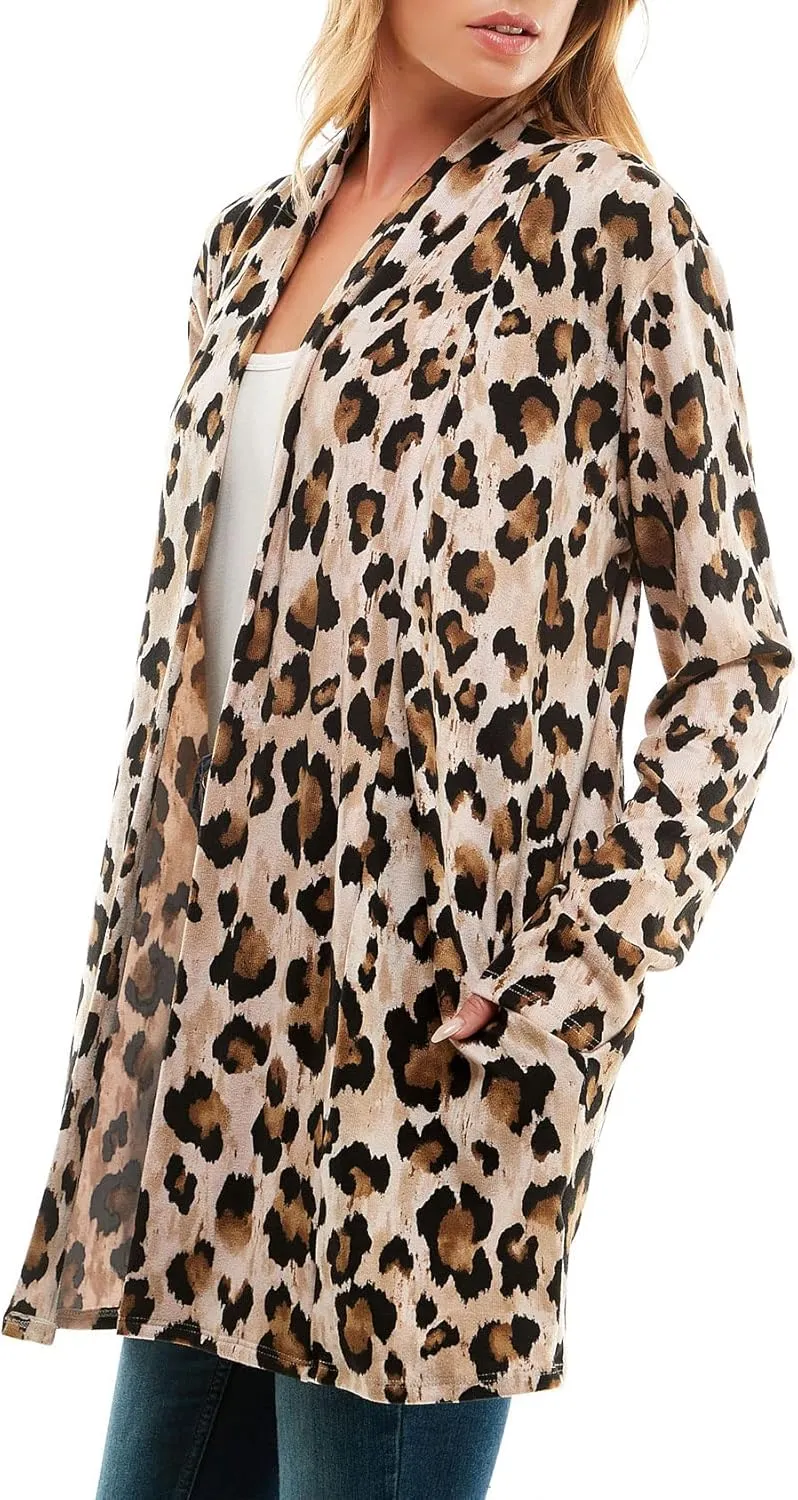 Women's Casual Lightweight Open Front Cardigans with Pockets and Formal Thin Kimono Duster Sweater Cardigan