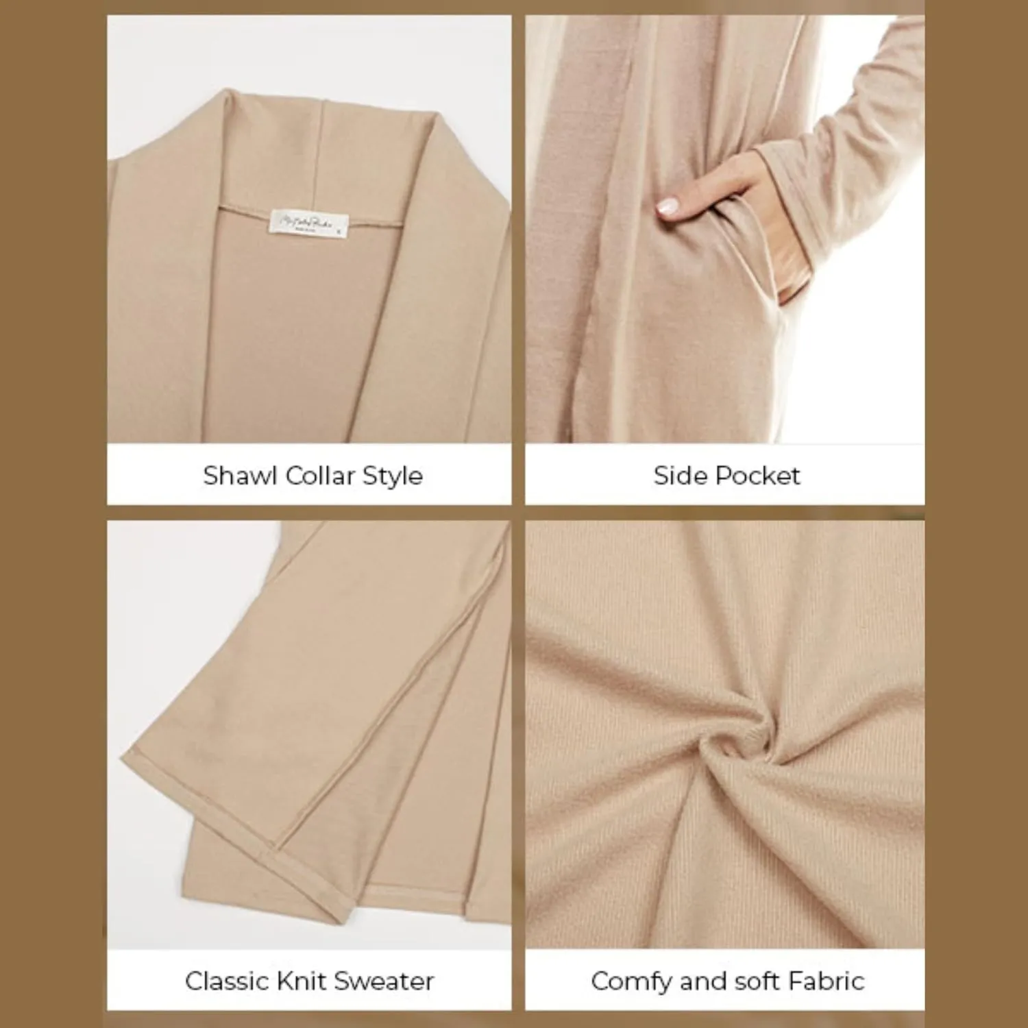Women's Casual Lightweight Open Front Cardigans with Pockets and Formal Thin Kimono Duster Sweater Cardigan