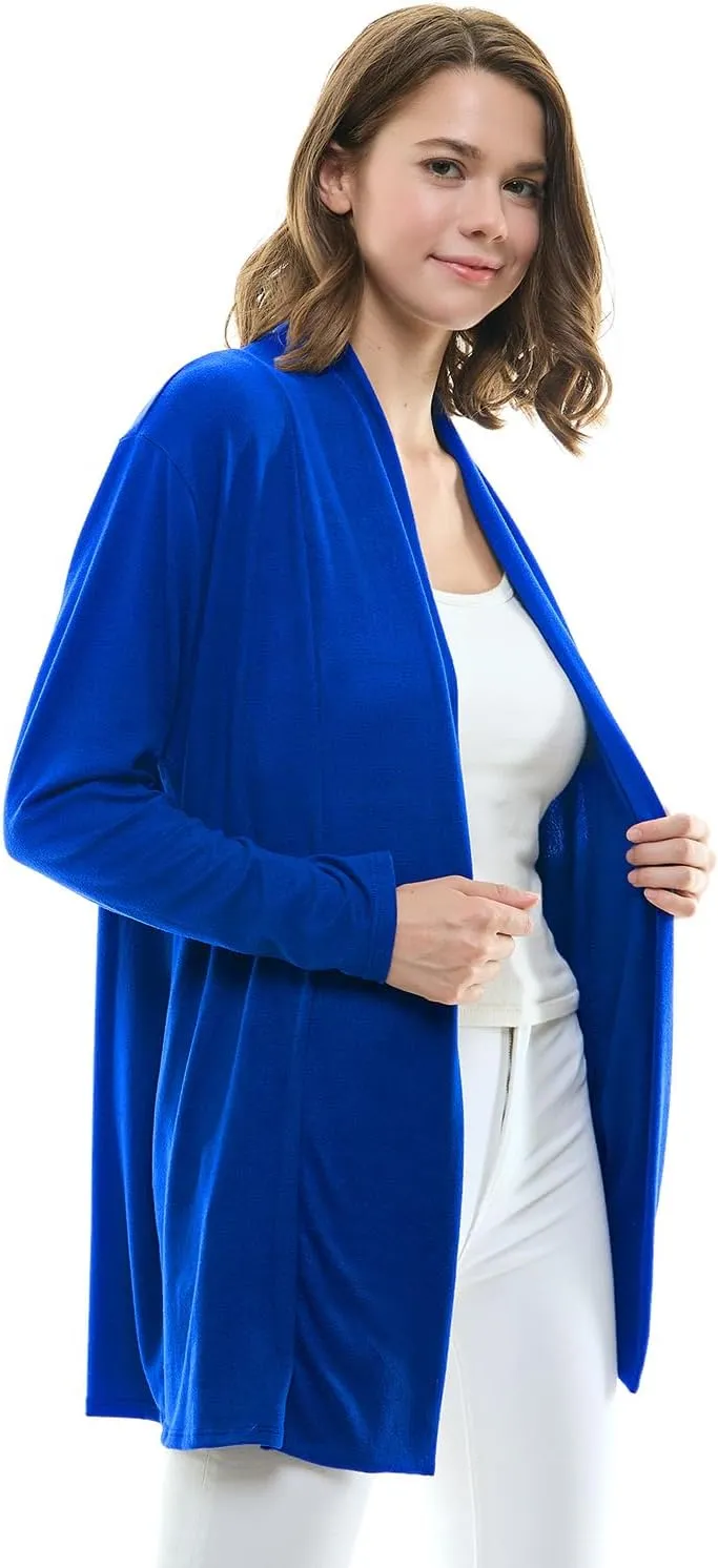 Women's Casual Lightweight Open Front Cardigans with Pockets and Formal Thin Kimono Duster Sweater Cardigan